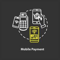 mobil betalning krita koncept ikon. idé för kontaktlös penningöverföring. trådlös finansiell transaktion. bankverksamhet. vektor isolerade svarta tavlan illustration