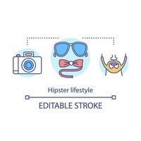 Hipster-Lifestyle-Konzept-Symbol. zeitgenössische Subkultur-Idee dünne Linie Illustration. junger kreativer Mensch. Stil-Accessoires. Mode folgen. Vektor isolierte Umrisszeichnung. bearbeitbarer Strich