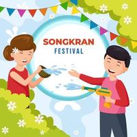 glückliches Paar, das das Songkran-Festival feiert vektor