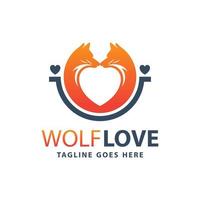 wolf animal love logotypdesign vektor