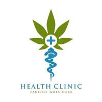 Logo-Design für Gesundheitssymbole und Marihuana vektor