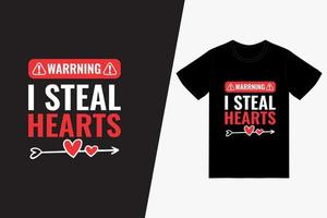 varning jag stjäl hjärtan glad alla hjärtans dag t-shirt designmall, alla hjärtans dag vektor
