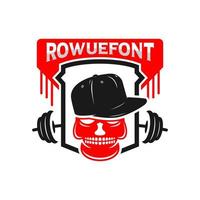 Fitnesssport und Totenkopf-Logo-Design vektor