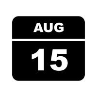 15 augusti Datum på en dagskalender vektor