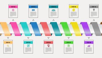 gradient tidslinje infographic template.presentation business infographic mall med 10 alternativ vektor