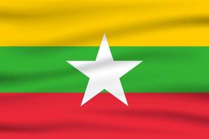 wehende Flagge von Myanmar. Flagge von Myanmar. Vektor-Illustration von Thailand 3D-Symbol vektor