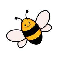 süße Biene-Vektor-Illustration im Doodle-Stil. Bunte Kinderzeichnung für Symbol- und Logodesign in gelben und schwarzen Farben isoliert auf weiß vektor