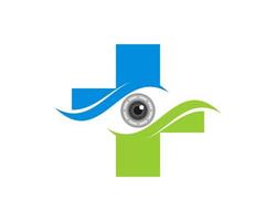 gesundes Kreuzsymbol mit Augenpflege im Inneren vektor