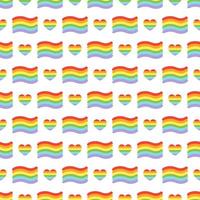 Vektor Stolz Doodle nahtlose Muster. LGBT-Herzen mit Regenbogen. Schwulenparade, Symbol für LGBTQ-Rechte. Hintergrund, Geschenkpapier, Taschenvorlage, isolierter Druck auf weiß