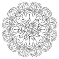 Rose Flower Mandala für Erwachsene entspannende Malbuch. vektor