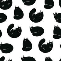 nahtloses Muster mit schwarzen Katzen vektor
