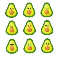 ställ in emoji avokado vektor