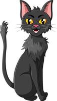 Cartoon schwarze Katze isoliert auf weißem Hintergrund vektor