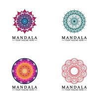 cirkel mönster kronblad blomma mandala vektor logotyp mall illustration. färgglad mall för andlig reträtt eller yogastudio, prydnadsvisitkort, vintage lyx, prydnadsdekoration