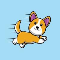 süßer Corgi-Hund, der Illustration läuft und springt vektor