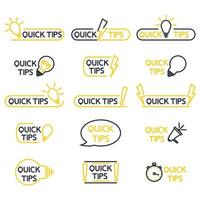 snabba tips, användbara knep, verktygstips, tips för webbplats. knep snabba tips lösning logotyper användbara råd textformer. vektor ikon för lösning, råd. hjälpsam idé, lösning. redigerbar linje