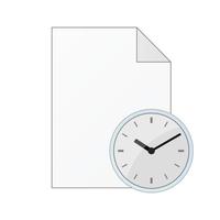 Dateicomputerdokument mit Uhrsymbol isoliert auf weißem Hintergrund vektor