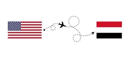 Flug und Reise von den USA nach Ägypten mit dem Reisekonzept für Passagierflugzeuge vektor