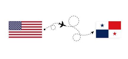 Flug und Reise von den USA nach Panama mit dem Reisekonzept des Passagierflugzeugs vektor