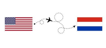 Flug und Reise von den USA nach Paraguay mit dem Reisekonzept für Passagierflugzeuge vektor