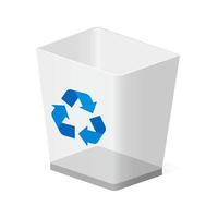 Mülleimer oder Korbsymbol mit Recycling-Zeichen auf weißem Hintergrund vektor