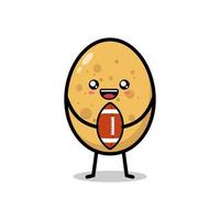 söt tecknad potatis spelar amerikansk fotboll på vit bakgrund vektor