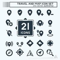 Icon Set Reisen und Karte - Glyphenstil vektor