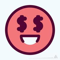 Symbol Emoticon Geld - Farblinienschnittstil vektor