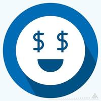Symbol Emoticon Geld - langer Schattenstil vektor