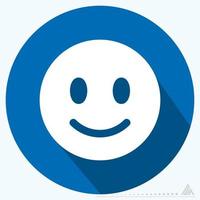 ikon emoticon smiley - lång skugga stil vektor