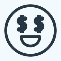Symbol Emoticon Geld - Linienstil vektor