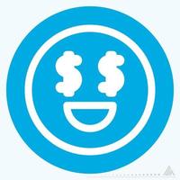 Symbol Emoticon Geld - blaue Augen Stil vektor