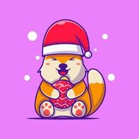 Santa Fuchs mit Weihnachtskugeln Cartoon Illustrationen vektor