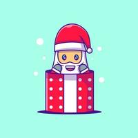 Süße Illustration des Weihnachtsmannes, der in der Geschenkbox steckt. frohe Weihnachten vektor