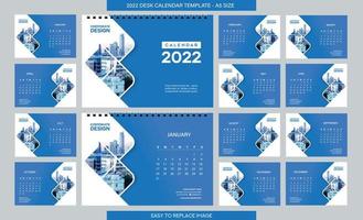 Tischkalender 2022 Vorlage - 12 Monate inklusive - Größe A5 vektor