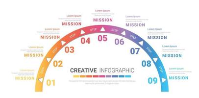 infografiska element halvcirkeldesign med 9 alternativ eller steg. vektor