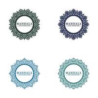 Kreismuster Blütenblatt Blume Mandala Vektor Logo Vorlage Illustration. bunte Vorlage für spirituellen Rückzug oder Yoga-Studio, dekorative Visitenkarten, Vintage-Luxus, dekorative Dekoration