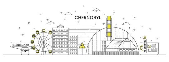 tjernobyl stad. utanför Tjernobyl-zonen. pripyat är en övergiven stad. vektor illustration.