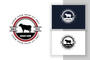 Designvorlage für das schwarze Angus-Logo. Kuhfarm-Vektor-Illustration. vektor