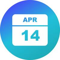 14 april Datum på en enkel dagskalender vektor