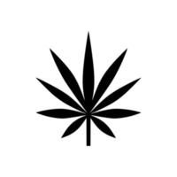 Vektor der schwarzen oder Silhouettenansicht von Cannabisblatt oder Hanf oder Marihuana, Kräuterpflanze zur medizinischen Behandlung