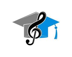 musikutbildning med examen hatt logotyp vektor