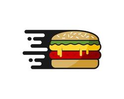 leckerer Burger mit Schnelllieferungssymbol vektor