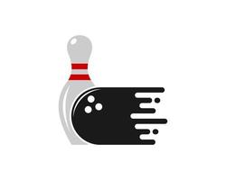 enkel pin och bowlingklot med snabb symbol vektor