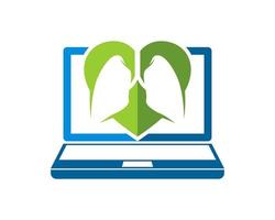 Laptop-Computer mit Liebesform und Lungen im Inneren vektor