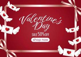 Valentinstag Verkaufsförderung Banner Pixel Herz Symbol Vektor
