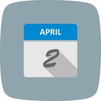 2. April Datum für einen Tageskalender vektor