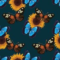 bunte Blumen und Schmetterlinge nahtlose Muster-Vektor-Design vektor