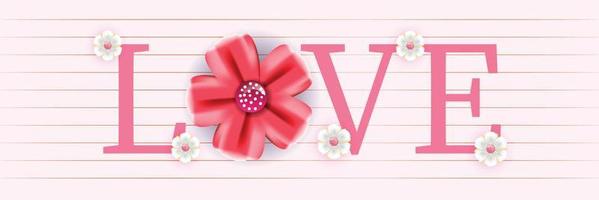 Liebesbanner mit Blumen. Vorlage für Banner, Karten, Anzeigen, Poster. zum Valentinstag und Muttertag. Vektor-Illustration. vektor