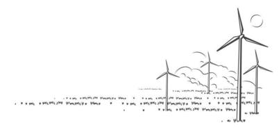 Sonnenkollektoren und Windkraftanlagen oder alternative Energiequellen. gezeichnete Skizze. Vektor-Design. vektor